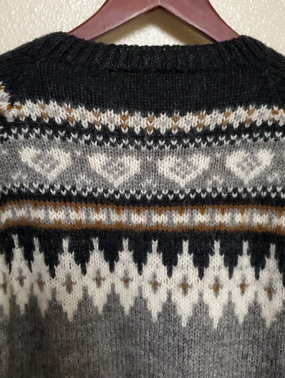 THE ALPACA CONNECTION Fair Isle Cardigan Fine Alpaca Cozy Cabin Boho Sweater - Picture 9 of 9
